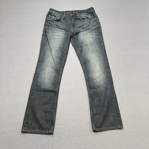 Buffalo David Bitton Jeans Men's 32x30 Blue Driven Basic Straight Leg Whiskered